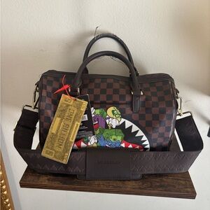 Sprayground Brown Checkered Men's Bag